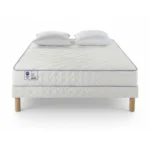 MATELAS RESSORT 140 X 190 + SOMMIER + 2 OREILLERS 60 X 60 CM SUPER TRIO - MERINOS  ( SANS PIEDS )