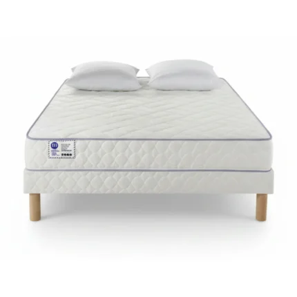 MATELAS RESSORT 140 X 190 + SOMMIER + 2 OREILLERS 60 X 60 CM SUPER TRIO - MERINOS  ( SANS PIEDS )
