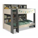 LIT SUPERPOSE 90 X 200 CM AVEC SOMMIER -  CHENE ET GRIS