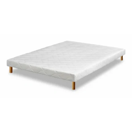 SOMMIER TAPISSIER 160 X 200 + PIEDS BOIS - BLANC