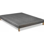 SOMMIER TAPISSIER 140 X 190 CM + PIEDS EN BOIS - GRIS