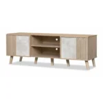 MEUBLE TV  2 PORTES +  2 NICHES - CHENE ET GRIS