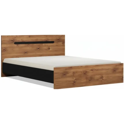 LIT 160 X 200 CM AVEC SOMMIER - COULEUR BOIS ET NOIR