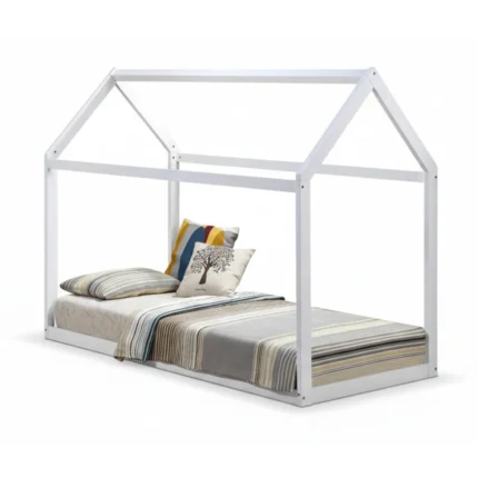 LIT CABANE 90 X 190 CM  AVEC SOMMIER - BLANC