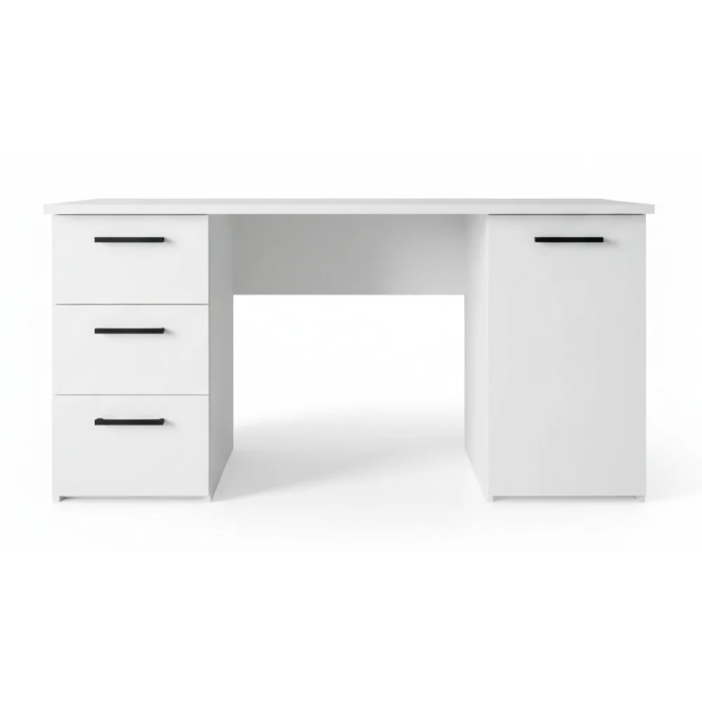 ai-product-image-163392-1769286652 BUREAU 3 TIROIRS + 1 PORTE - BLANC – Image 1