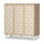 MEUBLE CHAUSSURES 3 PORTES DECOR MOSAIC - CHÊNE SONOMA ET BLANC