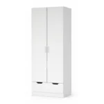 ARMOIRE 2 PORTES BLANC + 1 TIROIR INTERIEUR