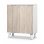 MEUBLE CHAUSSURES 2 PORTES -  CHENE ET BLANC