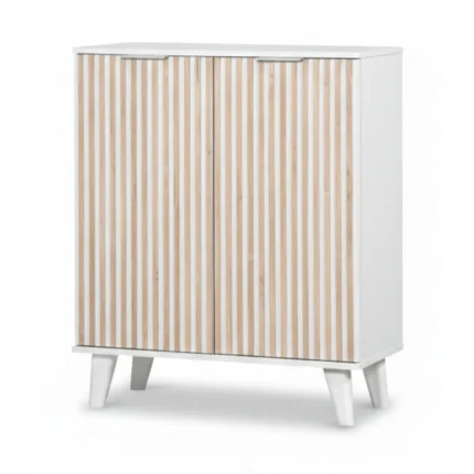 MEUBLE CHAUSSURES 2 PORTES -  CHENE ET BLANC