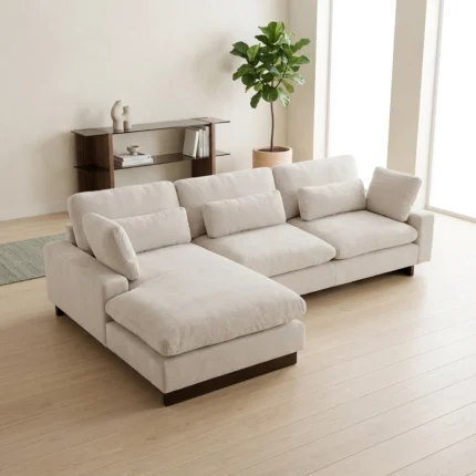 CANAPÉ D'ANGLE DROIT EN TISSUS - BEIGE