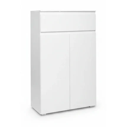 COMMODE BLANC IDÉAL POUR CHAUSSURES 2 PORTES & 1 TIROIR -  BLANC