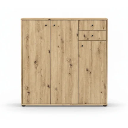 COMMODE 3 PORTES / 2 TIROIRS BOIS VIEILLI
