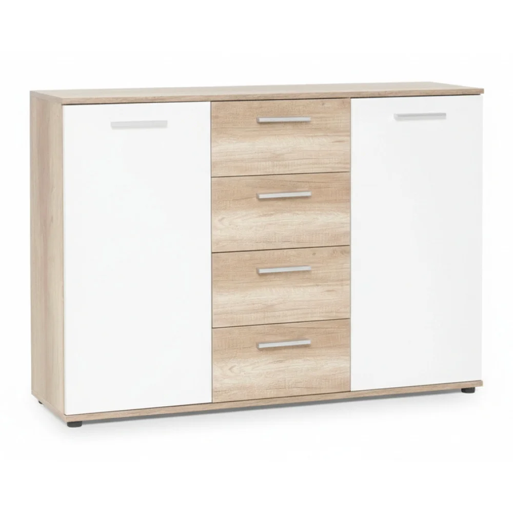 ai-product-image-169179-1772094140 COMMODE 2 PORTES & 4 TIROIRS - BLANC & CHENE JACKY – Image 1