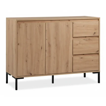 COMMODE 2 PORTES + 3 TIROIRS - CHENE ARTISAN