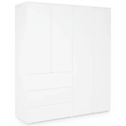 ARMOIRE 4 PORTES & 3 TIROIRS -  BLANC