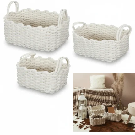 X3 PANIER TRICOT - BLANC
