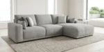 CANAPE D'ANGLE DROIT AVEC COUSSINS - GRIS CLAIR