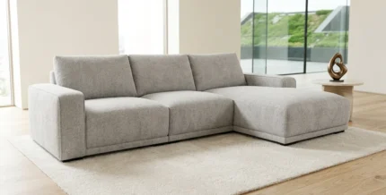 CANAPE D'ANGLE GAUCHE AVEC COUSSINS - GRIS CLAIR