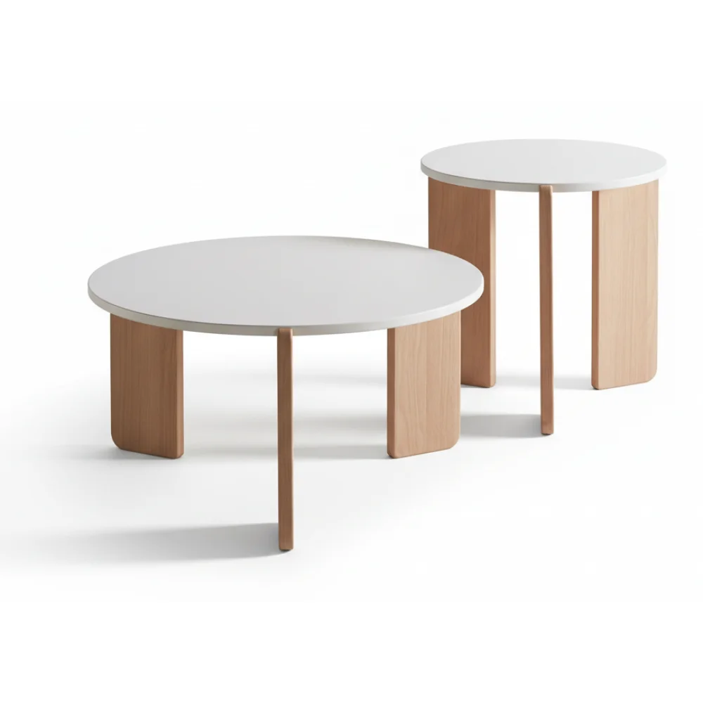 AI Generated Product Image 2 TABLES GIGOGNES - BLANC & NATUREL – Image 1