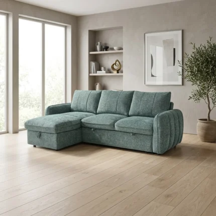 CANAPÉ D'ANGLE REVERSIBLE ET CONVERTIBLE - VERT