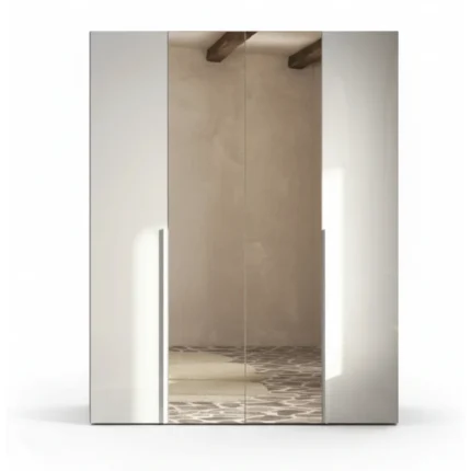 ARMOIRE 4 PORTES / 2 MIROIRS - BLANC