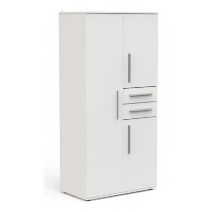ARMOIRE 3 PORTES + 2 TIROIRS - BLANC MAT