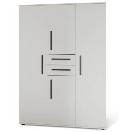 ARMOIRE 4 PORTES + 2 TIROIRS - BLANC
