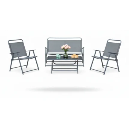 CANAPE 2 PLACES + 2 FAUTEUILS + TABLE BASSE - GRIS