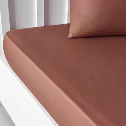 DRAP HOUSSE 90 X 190 CM - 100% COTON - TERRACOTTA