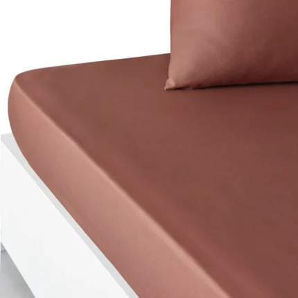 DRAP HOUSSE 140 X 190 CM - 100% COTON - TERRACOTTA