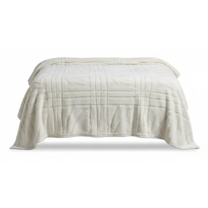 PLAID JACQUARD 130 X 180 - 100% POLYESTER / MATCHA - CREME