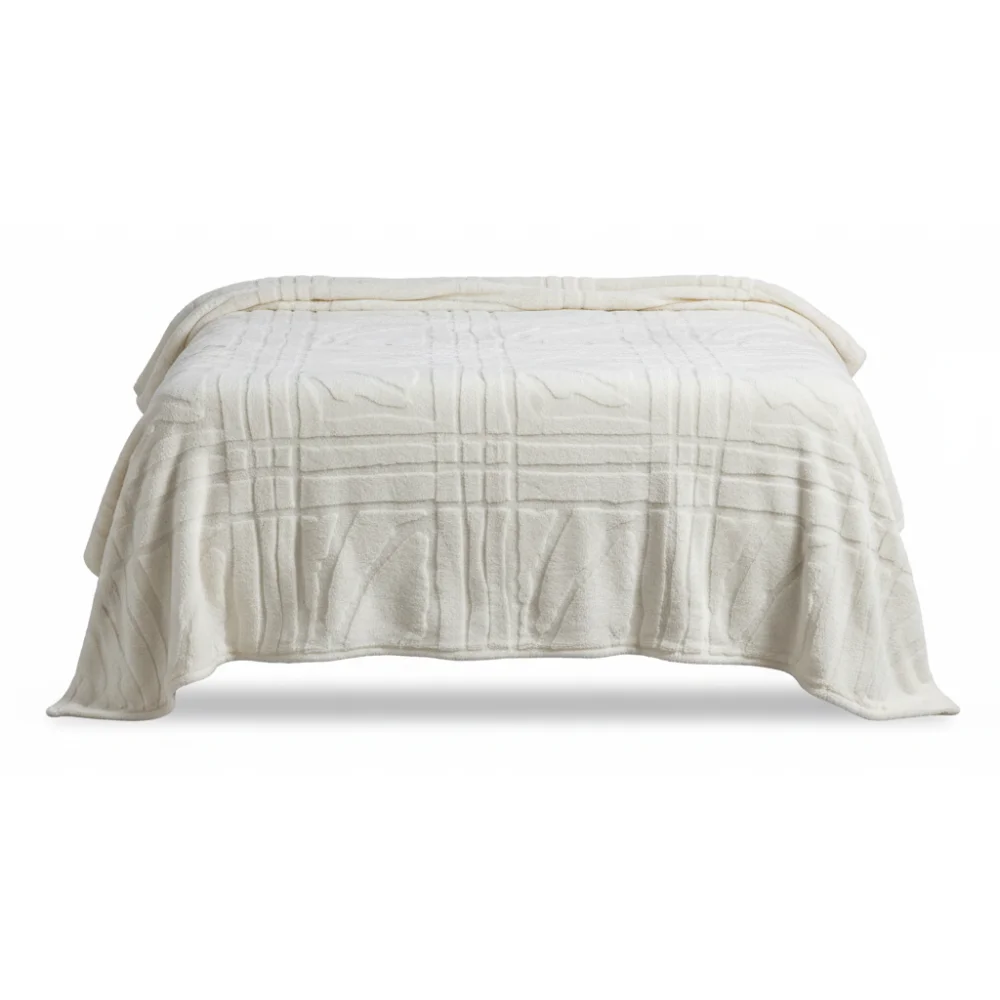 AI Generated Product Image PLAID JACQUARD 130 X 180 - 100% POLYESTER / MATCHA - CREME – Image 1