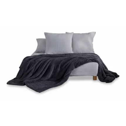 PLAID TEDDY 130 X 180 - 100% POLYESTER - FUSAIN
