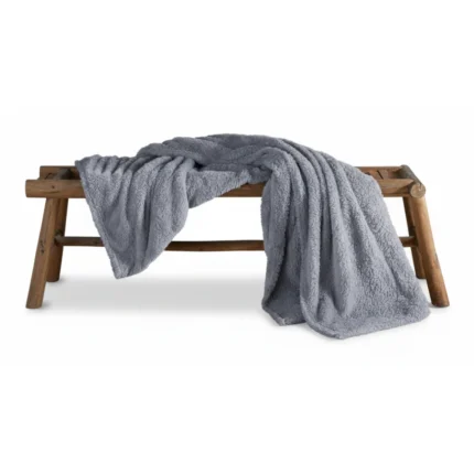 PLAID TEDDY 130 X 180 - 100% POLYESTER - ACIER