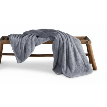 PLAID TEDDY 180 X 220 - 100% POLYESTER - ACIER