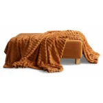 PLAID DAMIER 130 X 180 CM - 100% POLYESTER / MOKA - CARAMEL