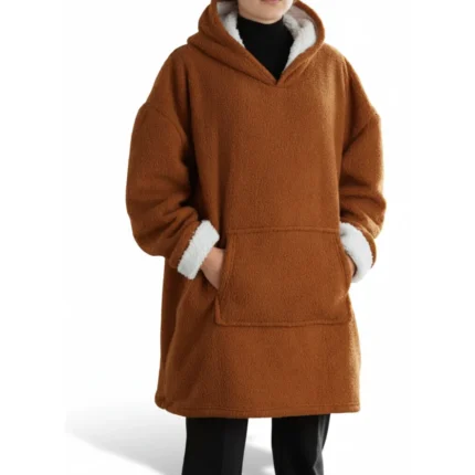 SWEAT PLAID BOUCLETTE - 100% POLYESTER - CARAMEL