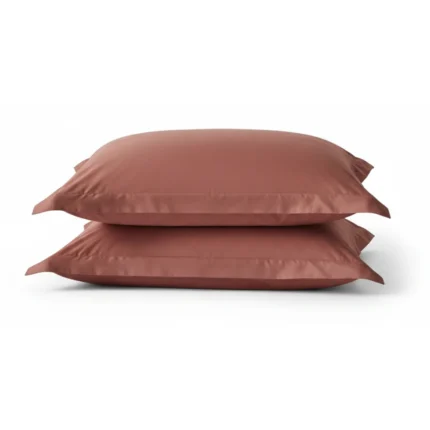 TAIES D'OREILLER 63 X 63 - 100% COTON EN LOT DE 2 - TERRACOTTA