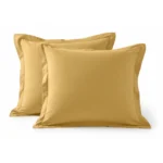 TAIES D'OREILLER 63 X 63 - 100% COTON EN LOT DE 2 - OCRE