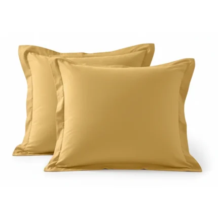 TAIES D'OREILLER 63 X 63 - 100% COTON EN LOT DE 2 - OCRE