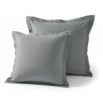 TAIES D'OREILLER 63 X 63 - 100% COTON EN LOT DE 2 - ACIER