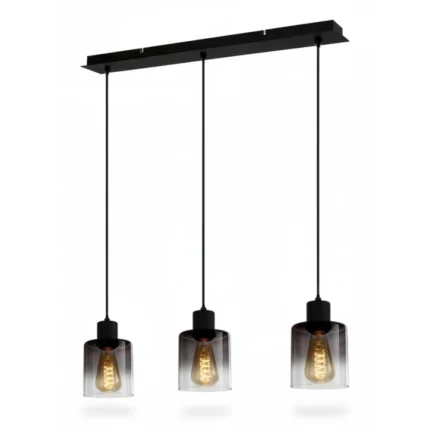 SUSPENSION X3 LAMPES - VERRE ET METAL - JOHANNA