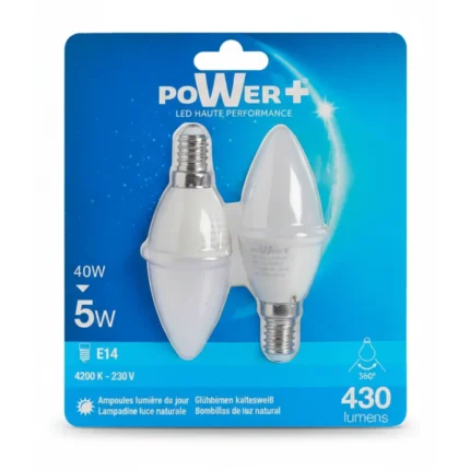 AMPOULES LED - E14 5W=40W EN LOT DE 2