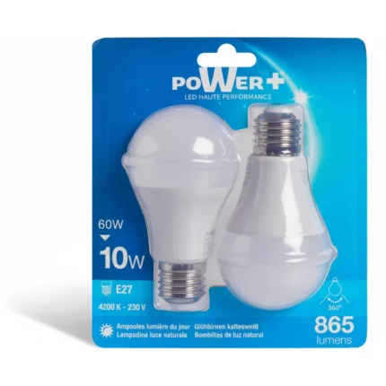 AMPOULES LED - E27 10W=60W EN LOT DE 2