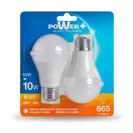 AMPOULES LED - E27 10W=60W EN LOT DE 2