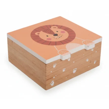 BOITE MOTIF LION - 15 X 15 X 7 CM