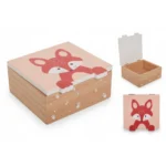 BOITE MOTIF RENARD - 15 X 15 X 7 CM