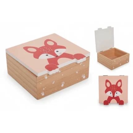 BOITE MOTIF RENARD - 15 X 15 X 7 CM