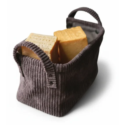 PANIER RECTANGLE EN VELOURS 25 X 15 X 15 CM - FUSAIN