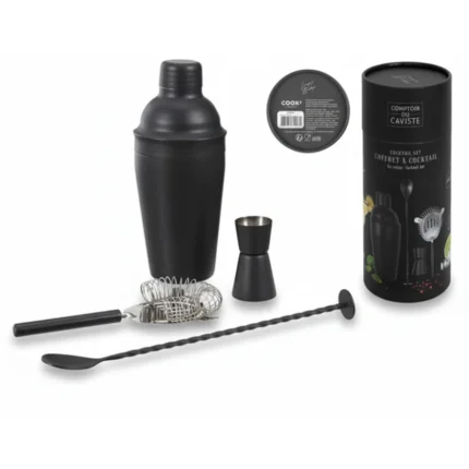 COFFRET A COCKTAIL - 4 ACCESSOIRES - NOIR